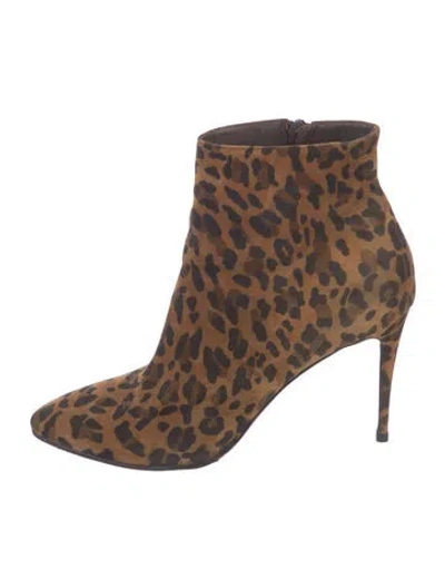 Pre-owned Christian Louboutin Suede Animal Print Boots In Brown