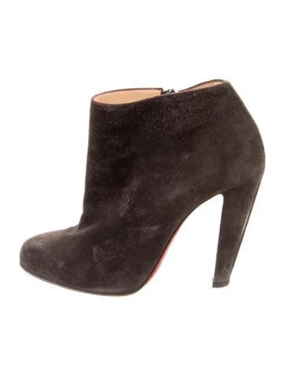 Pre-owned Christian Louboutin Suede Animal Print Boots In Gray
