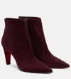 Christian Louboutin Suede Ankle Boots In Burgundy