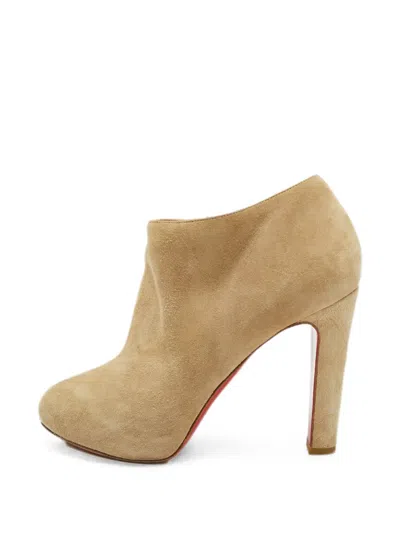 Pre-owned Christian Louboutin Suede Ankle Boots In Neutrals