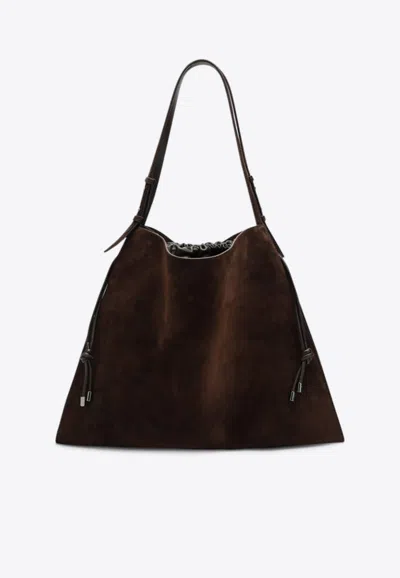 Christian Louboutin Suede Baggy Tote Bag In Brown