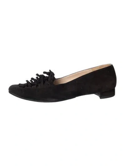 Pre-owned Christian Louboutin Suede Ballet Flats In Black