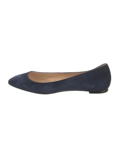 Pre-owned Christian Louboutin Suede Ballet Flats In Blue