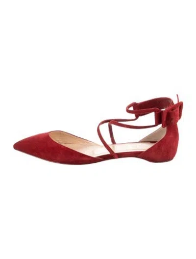 Pre-owned Christian Louboutin Suede Ballet Flats In Red
