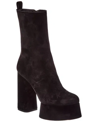 Christian Louboutin Suede Bootie In Black