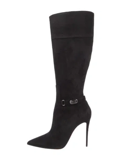 Pre-owned Christian Louboutin Suede Boots In Black