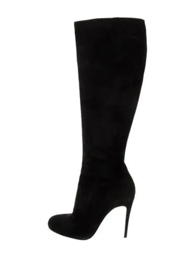 Pre-owned Christian Louboutin Suede Boots In Black