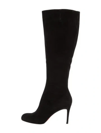 Pre-owned Christian Louboutin Suede Boots In Black