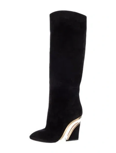 Pre-owned Christian Louboutin Suede Boots In Black