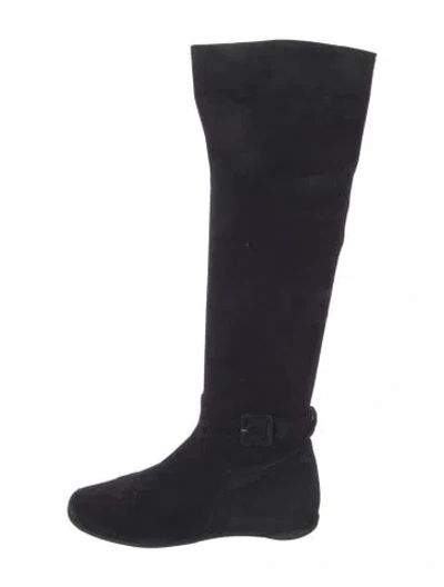 Pre-owned Christian Louboutin Suede Boots In Black