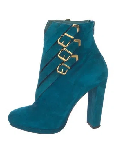 Pre-owned Christian Louboutin Suede Boots In Blue