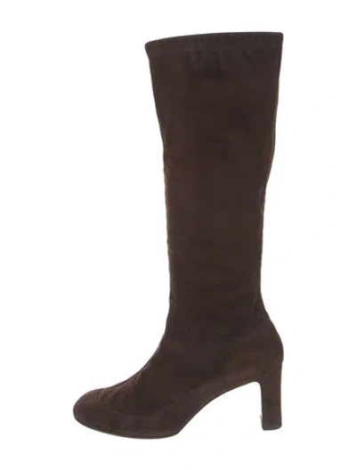 Pre-owned Christian Louboutin Suede Boots In Brown