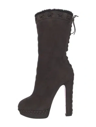 Pre-owned Christian Louboutin Suede Boots In Brown