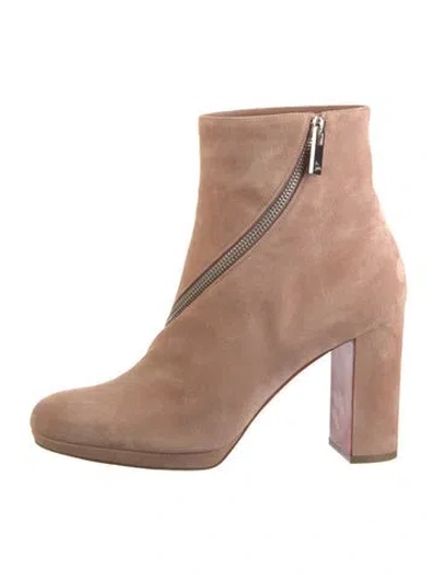 Pre-owned Christian Louboutin Suede Boots In Brown