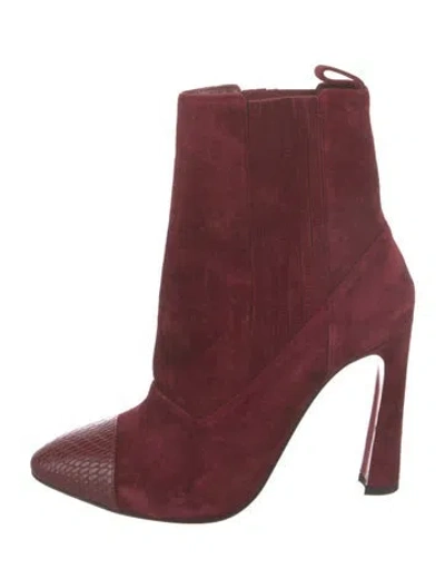 Pre-owned Christian Louboutin Suede Boots In Burgundy