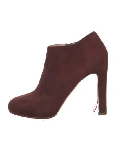 Pre-owned Christian Louboutin Suede Boots In Burgundy