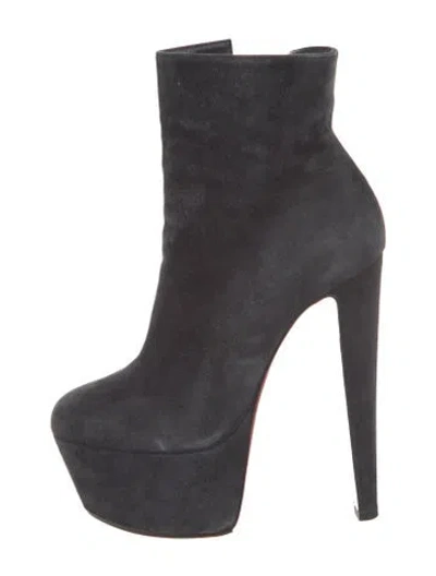 Pre-owned Christian Louboutin Suede Boots In Gray
