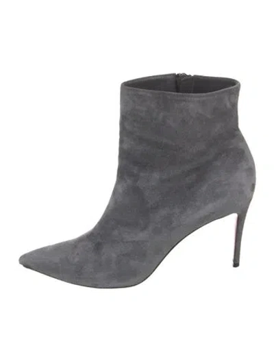 Pre-owned Christian Louboutin Suede Boots In Gray