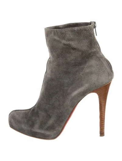 Pre-owned Christian Louboutin Suede Boots In Gray