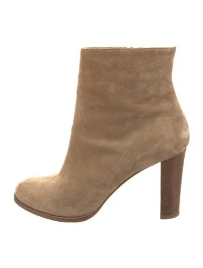 Pre-owned Christian Louboutin Suede Boots In Neutral