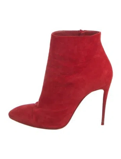 Pre-owned Christian Louboutin Suede Boots In Red