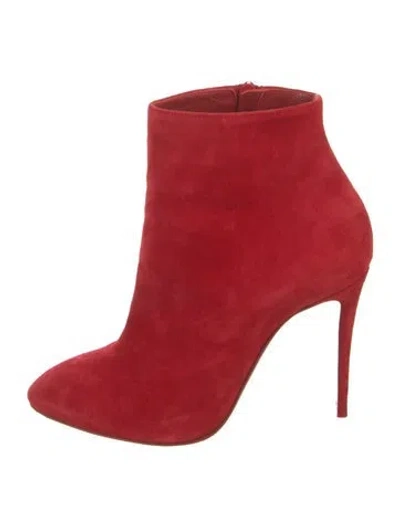 Pre-owned Christian Louboutin Suede Boots In Red