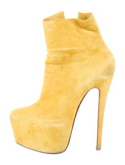 Pre-owned Christian Louboutin Suede Boots In Yellow