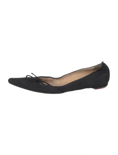 Pre-owned Christian Louboutin Suede Bow Accents Flats In Multi