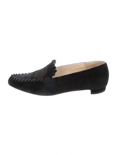Pre-owned Christian Louboutin Suede Braided Accents Loafers In Black