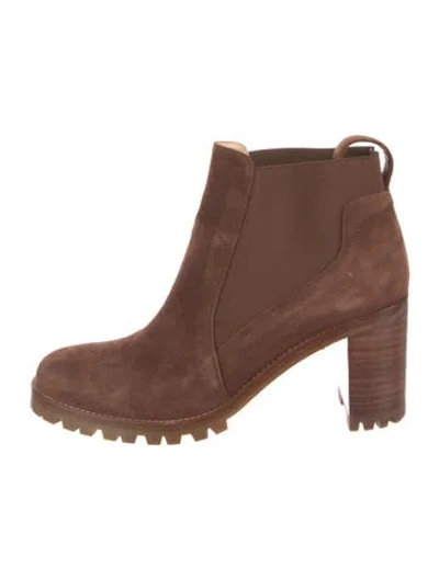 Pre-owned Christian Louboutin Suede Chelsea Boots In Brown