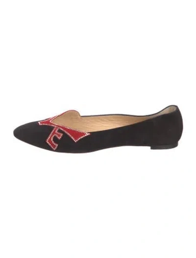 Pre-owned Christian Louboutin Suede Colorblock Pattern Flats In Black