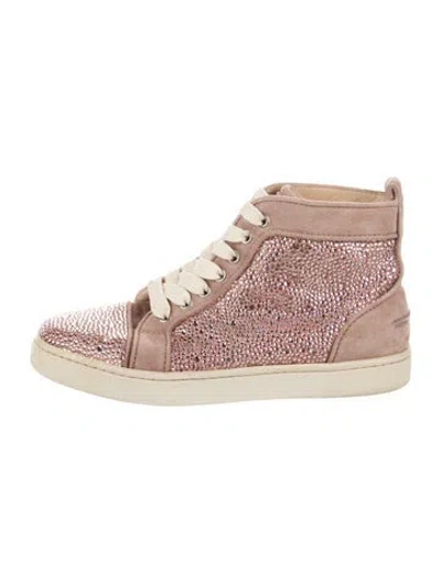 Pre-owned Christian Louboutin Suede Colorblock Pattern Sneakers In Pink