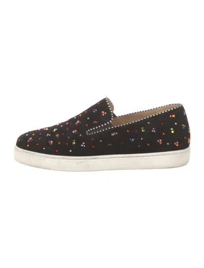 Pre-owned Christian Louboutin Suede Crystal Embellishments Sneakers In Black