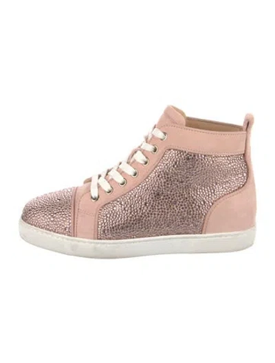 Pre-owned Christian Louboutin Suede Crystal Embellishments Sneakers In Pink