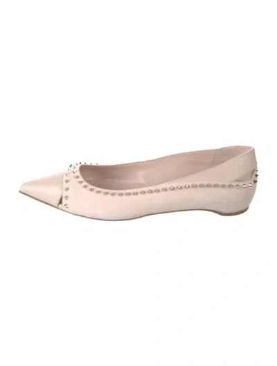 Pre-owned Christian Louboutin Suede Cutout Accent Flats In Neutrals