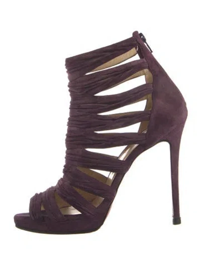 Pre-owned Christian Louboutin Suede Cutout Accent Pumps In Purple