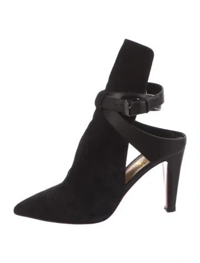 Pre-owned Christian Louboutin Suede Cutout Accent Slingback Pumps In Black
