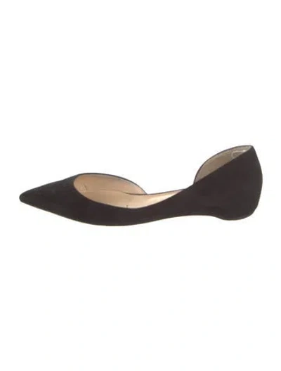 Pre-owned Christian Louboutin Suede D'orsay Flats In Black