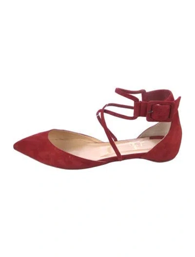 Pre-owned Christian Louboutin Suede D'orsay Flats In Red