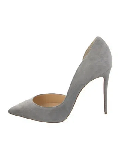Pre-owned Christian Louboutin Suede D'orsay Pumps In Gray