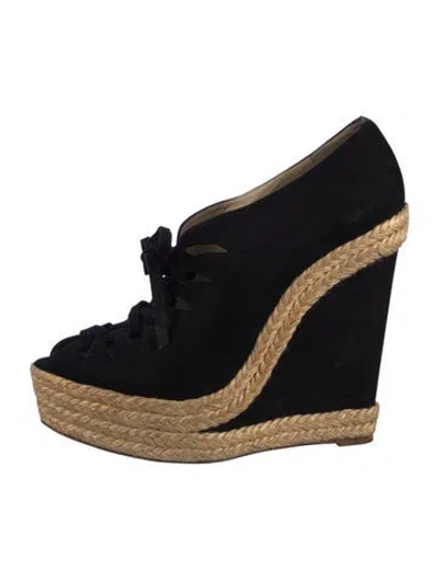 Pre-owned Christian Louboutin Suede Espadrilles In Black