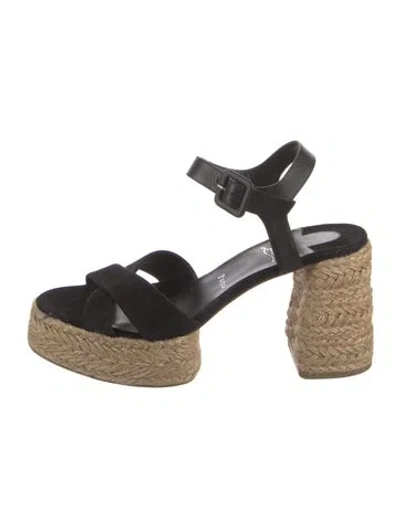 Pre-owned Christian Louboutin Suede Espadrilles In Black
