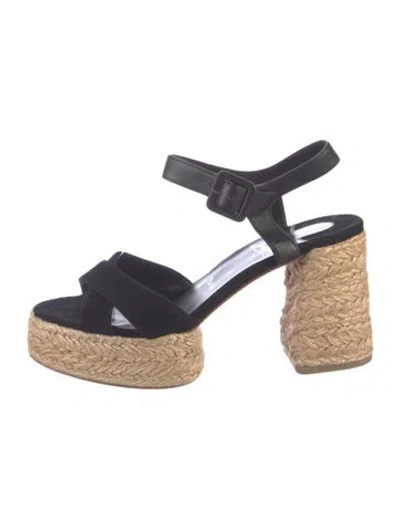 Pre-owned Christian Louboutin Suede Espadrilles In Black