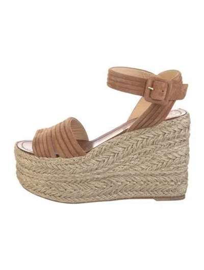 Pre-owned Christian Louboutin Suede Espadrilles In Neutral