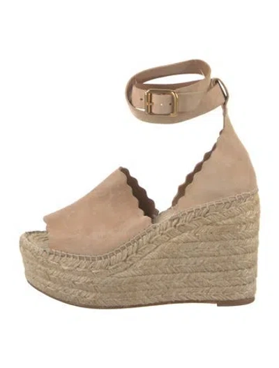 Pre-owned Christian Louboutin Suede Espadrilles In Neutral