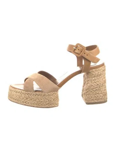Pre-owned Christian Louboutin Suede Espadrilles In Neutrals