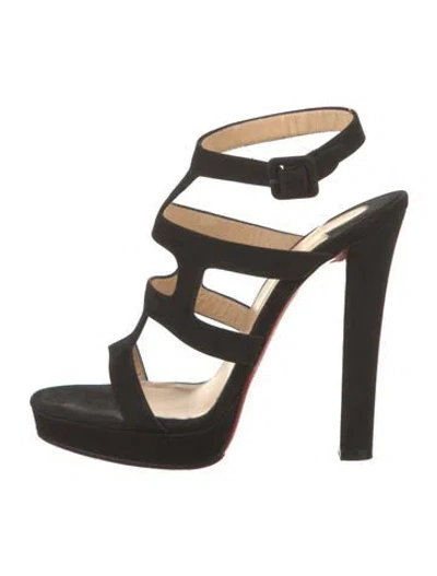 Pre-owned Christian Louboutin Suede Gladiator Sandals In Black