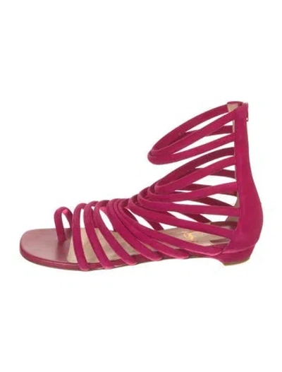 Pre-owned Christian Louboutin Suede Gladiator Sandals In Pink