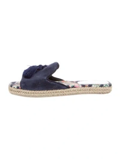 Pre-owned Christian Louboutin Suede Glitter Accents Espadrilles In Blue