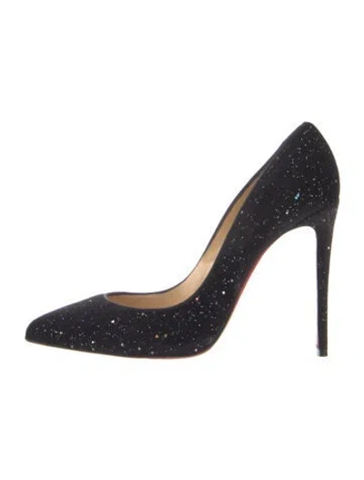 Pre-owned Christian Louboutin Suede Glitter Accents Pumps In Black
